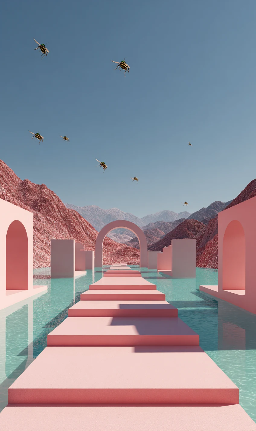 Arches opening onto a quiet landscape