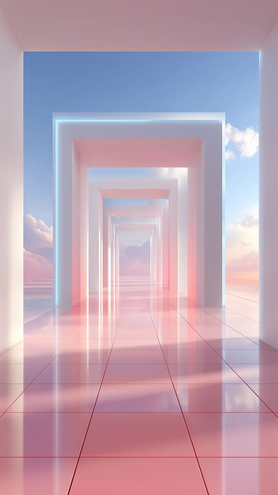 A sequence of softly lit doorways